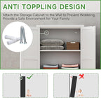 White Metal Kitchen Pantry Cabinet with Doors & Adjustable Shelves - Assembly Required