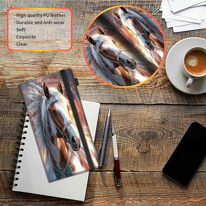 Car Registration and Insurance Holder,Leather Vehicle Glove Box Organizer Wallet for Document, for Any Car,Truck,Motorcycle,Driver License,Trailer or Boat,Men & Women,Brown White Appaloosa Horse