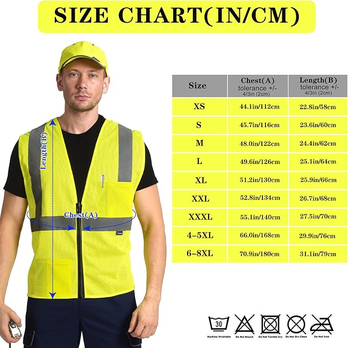 AYKRM 2 Pockets Reflective Safety Vest High Visibility Class II Mesh Vest for Women & Men Meets ANSI Standards
