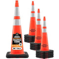 Xpose Safety 36 Inch Orange Slim Line Traffic Cones with 6" & 4" Collars, 12 Pack Multipurpose PVC Plastic Safety Cone for Parking, Soccer, Caution, Kids & Construction - DOT Approved