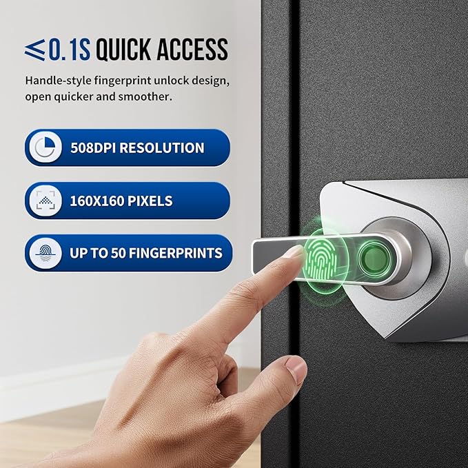 BlackSmith Large Home Safe Box 2.0 Cub Biometric Safe Fingerprint Recogntion Lock Box with Removable Shelf LED Light Fireproof Bag Wall Mount Cabinet Safe for Home Office Hotel, Black