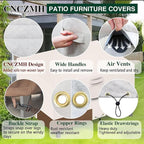 Heavy Duty Patio Furniture Covers Waterproof, 600D Outdoor Furniture Cover Waterproof for Sectional Sofa Couch, Outdoor Dining Table and Chair Set Covers 84''L x 44''W x 28''H, Beige Brown