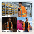 SRsafety High Visibility Vest, Security Vest with 9 Pockets,Mesh Safety Vest for Construction Workers Sanitation Workers