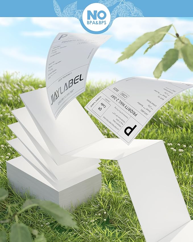 4x6 Thermal Shipping Label Paper for Thermal Label Printer USPS UPS Address Mailing Stickers Big Packing Fanfold White 500 Labels/Stack,4 Stacks, Total 2000PCS