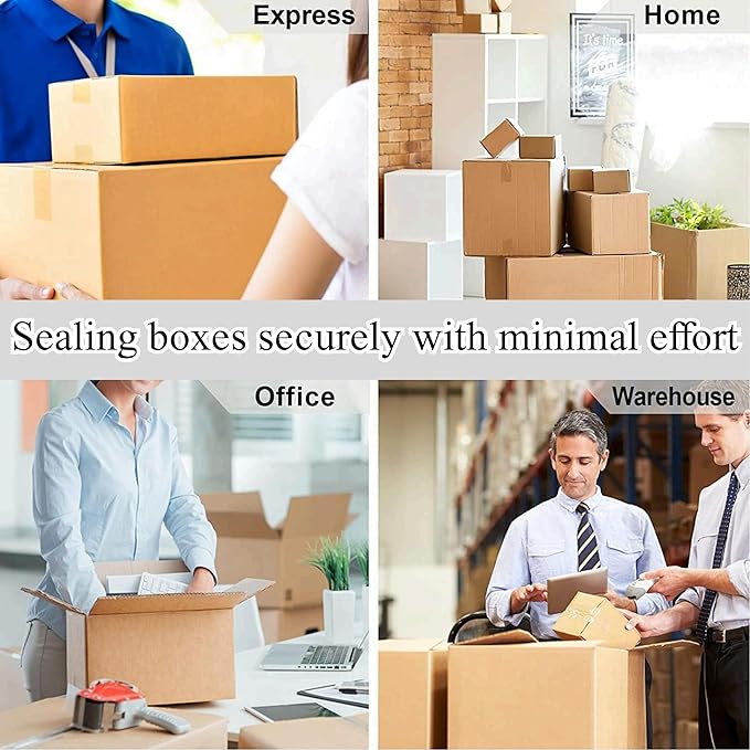 CHUANGSEED Packing Tape with Dispenser – 6 Rolls Brown Shipping Tape (2.4Mil x 1.88” x 60 Yards), Heavy Duty Box Sealing Tape for Moving, Packaging, Office, Warehouse
