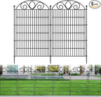 5 Panels No Dig Tall Garden Fence Panel – 44" H X 11.8' L Rustproof Metal Dog Fence Outdoor for Yard, Decorative Animal Barrier Fence for Pet, Garden Border, Patio, Flower Beds| Temporary Fencing