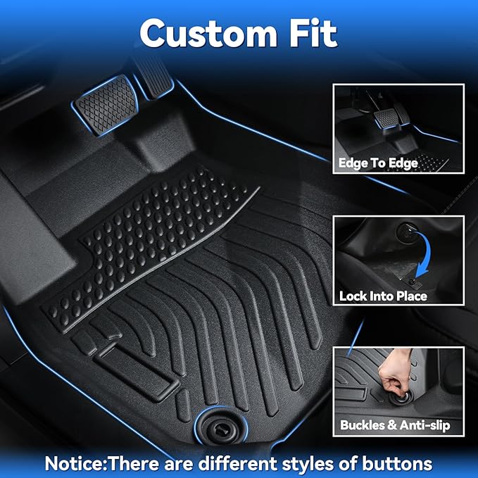 Hutisya-Floor Mats & Cargo Liner Set Fit for Ford Bronco Sport 2021-2025 All Weather Protection Anti-Slip & Durable TPE Full Set Liners Automotive Accessories-Black