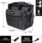 Koolatron Electric Portable Cooler Plug in 12V Car Cooler Bag, 26 qt (25 L) Black/Gray Soft-Sided Portable Car Fridge w/DC Power Cord, Adjustable Shoulder Strap, Cord Storage, Road Trip