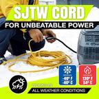 3ft Outdoor/Indoor Extension Cord 14/3 Gauge Heavy Duty 3 Prong SJTW, Waterproof, ETL Listed, Flexible Cold-Resistant Long Power Cord,15A 125V 1875W, Yellow by LifeSupplyUSA