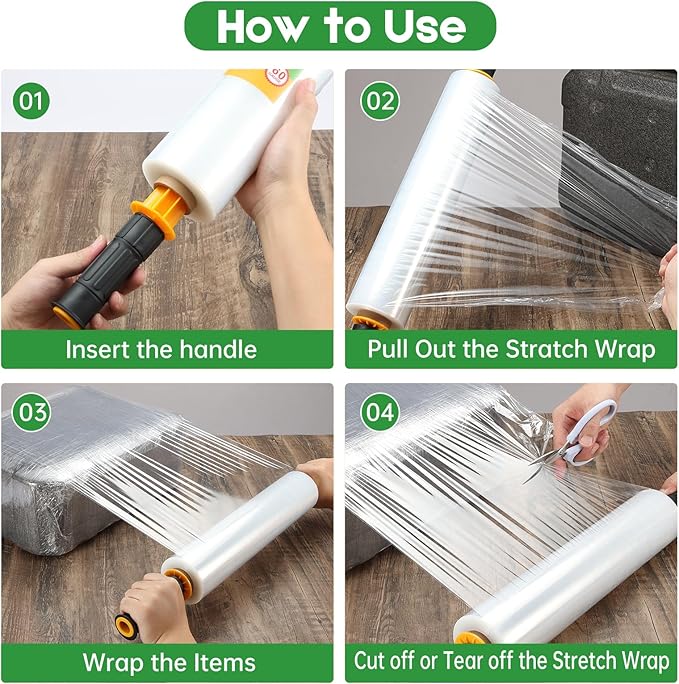 Stretch Wrap 15"x1000 Feet Stretch Film Shrink Wrap Packing Moving Suppliers for Shipping Moving Suppliers Packing Pallet Wrapping Surface Protection 60 Gauge(1 Roll)