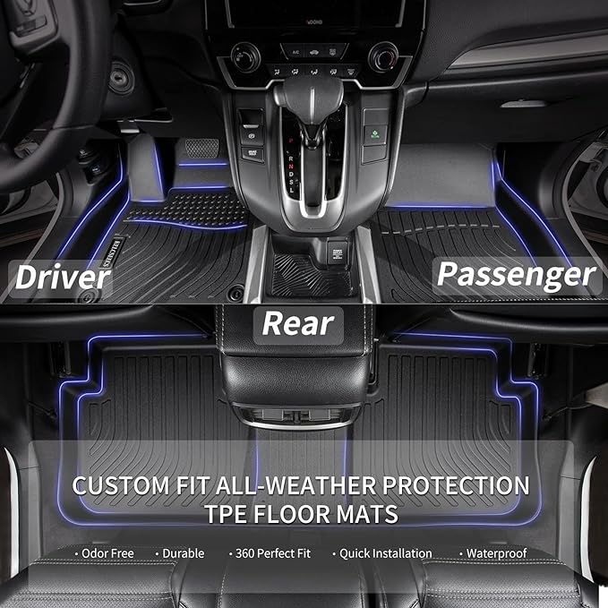KELCSEECS® Floor Mats & Cargo Liner for 2026 Honda Passport,All Weather Protection TPE Floor Liners Front& Rear Row Full Set Accessories Black
