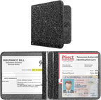 CoBak Car Registration and Insurance Holder - Vehicle Glove Box Car Organizer, Auto Truck Comparment Accessories Case for Essential Document, Driver License, Cards (Glitter Black)