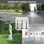 6 Pack Traffic Delineator Post Cones with Plastic Chain Crowd Control Barriers - Expandable 40" Traffic Control Cones, 6 x 6.6 Ft Chains for Indoor & Outdoor Use (Black-Rubber Base)