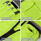 BeautyWill Custom Logo Safety Vest Mesh High Visibility Reflective Vest Customized Logo Utility Zipped Pockets Construction Workwear （Yellow,3XL）