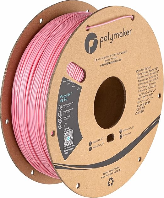 Polymaker PolyLite Pink 3D Printer PETG Filament 1.75mm 1kg, Legacy PETG Formula, +- 0.03mm Dimensional Accuracy, Reliable Everyday Filament, Strong Layer Bonding, Compatible with Most 3D Printers