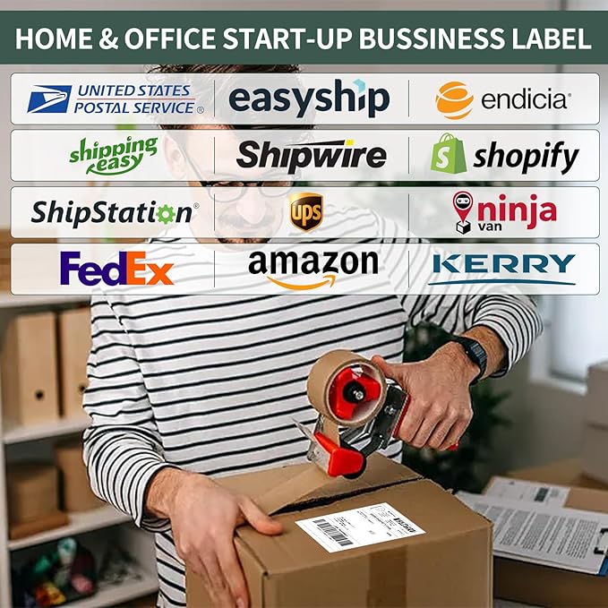 [1000Labels] 4"x6" Shipping Label 4 Rolls, 4-x-6-inch Thermal Label Paper, Compatible with Zebra 2844 Brother Rollo Direct Thermal Printer
