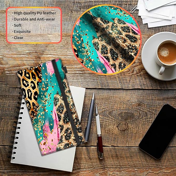 Car Registration and Insurance Holder,Leather Vehicle Glove Box Organizer Wallet for Document,Perfect for any Car,Truck,Motorcycle,Driver License,Trailer or Boat,Men & Women,Colorful Leopard Print