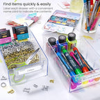 Arteza 12 Drawer Organizer and Storage Cabinet – Clear Plastic, Stackable Drawers for Makeup, Crafts, Sewing, Office Supplies, Small Parts & Tools