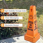 OrangeStar 8-Pack Do Not Enter Traffic Cones, Orange Four Sided No Entry Message Safety Cones with Heavy Rubber Base for Indoor/Outdoor Use