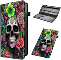 Car Registration and Insurance Holder, Leather Car Glove Box Organizer, Cool Car Accessories for ID, Driver's License Cards & Essential Document,business cards,Men&WomenSkull Pink Rose Flower