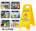 Alpine Caution Wet Floor Sign, 24 Inch High Visibility Yellow Slippery When Wet Sign - Bilingual Safety Warning Sign to Easily Avoid Slippery Accidents in Businesses & High Traffic Areas