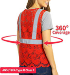 Lace-Mesh Safety Vest for Women & Men - Breathable, High Visibility Vest with Zipper & ANSI Class 2 Reflective Strips