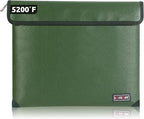 Waterproof Fireproof Document Bag - 5200°F with Heat Insulated, fireproof bags with Zipper, Fire Safe Envelope Bag for Cash/Important Documents/Valuables, fire proof money bag (Green, 13.9"x10.6")