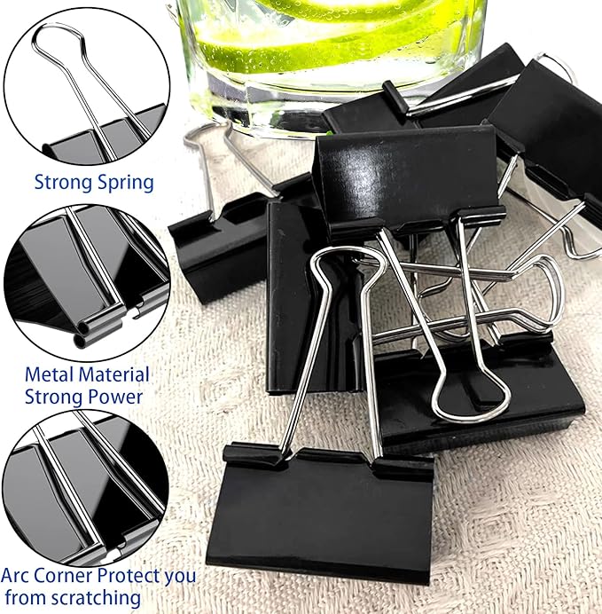 50 Pack Extra Large Binder Clips 2.4 Inch, Upgrade Large Binder Clips Big Paper Clips Clamps for Office and Home Supplies, Black