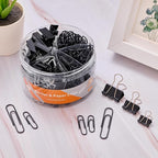 NEEWAY 300pcs Paper and Binder Clips Assorted Sizes, Black