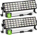 2 Pack LED Shop Lights, 100W 11000LM 3000K Warm White Plug in Garage Light with 6FT Power Cord, IP66 Waterproof Work Bench Shop Lights for Garage, Workshop, Warehouse, Outdoor, Yard, Garden