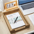 Fulmoon 3 Pcs Stackable Wood Letter Tray A4 Size Desk Tray Organizer Wooden Office Documents Tray Desktop Mail File Folder Document Magazine Storage