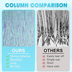3 Pack 3.3x8.2 Feet Neon Iridescent Foil Fringe Backdrop Curtains, Tinsel Streamers Birthday Party Decorations, Fringe Backdrop for Graduation, Baby Shower, Gender Reveal, Disco Party