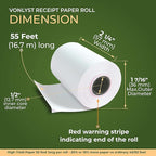 Thermal Paper Roll for Clover Flex Receipt Paper 2 1/4 x 55 (50 rolls)
