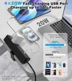 Desk Clamp Power Strip, 40W Total Fast Charging Station, Desk Edge Mount Power Strip, 8 USB Ports(4 USB C) & 8 AC Outlets, Fit 1.9" Tabletop Edge(6Ft 14AWG Cable)