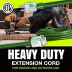 3ft Outdoor/Indoor Extension Cord 10/3 Gauge Ultra Heavy Duty 3 Prong SJTW, Waterproof, ETL Listed, Flexible Cold-Resistant Long Power Cord,15A 125V 1875W, Green by LifeSupplyUSA