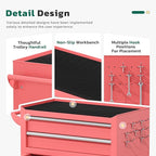 Greenvelly Tool Chest, 8-Drawer Rolling Tool Chest with Hooks and Lockable Wheels,Metal Storage Detachable Top Tool Box with Lockable Wheels for Garage,Workshop,Art Studio(Pink)