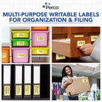 Perco Metallic Gold 3x5 Inch Perforated Sticker Labels — 500 Stickers Per Roll — with Permanent Adhesive for Product Labeling, Gift Boxes, Event Signage, Decorative Packaging & More — Made in USA