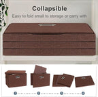 Large 17" 36 Quart Collapsible Stackable Storage Bins with Lids, 3 Packs Dark red Foldable Fabric Closet Storage Boxes with Lids, Heavy-duty Linen Cube Baskets(17x12x11)