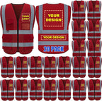 BeautyWill Custom Logo 10/20 Pack Safety Vest Class2 High Visibility Vest with Pockets Breathable Construction Vest Bulk