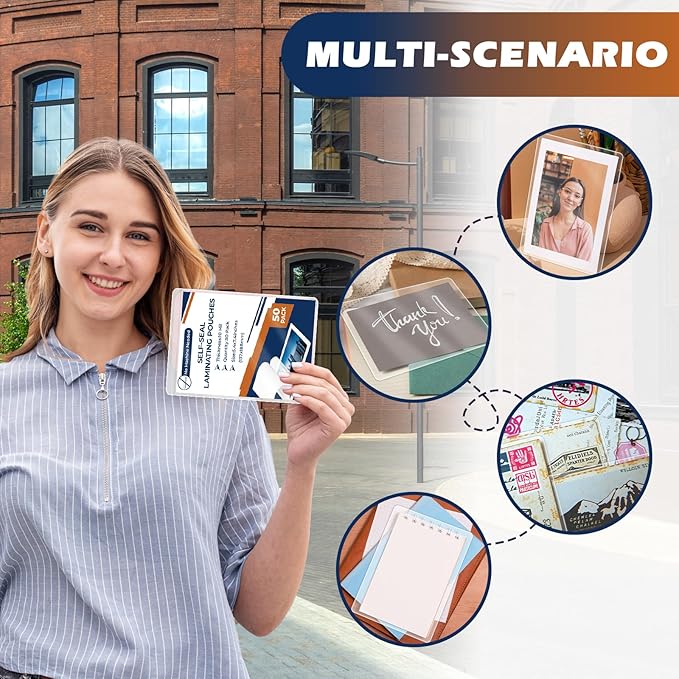 25 Pack 10 Mil 5"x7" Self Sealing Laminating Pouches Self Adhesive Lamination Pouches Clear Laminate Sheets for Photos Office School(No Heat Laminating Sheets & No Laminator Machine Need)