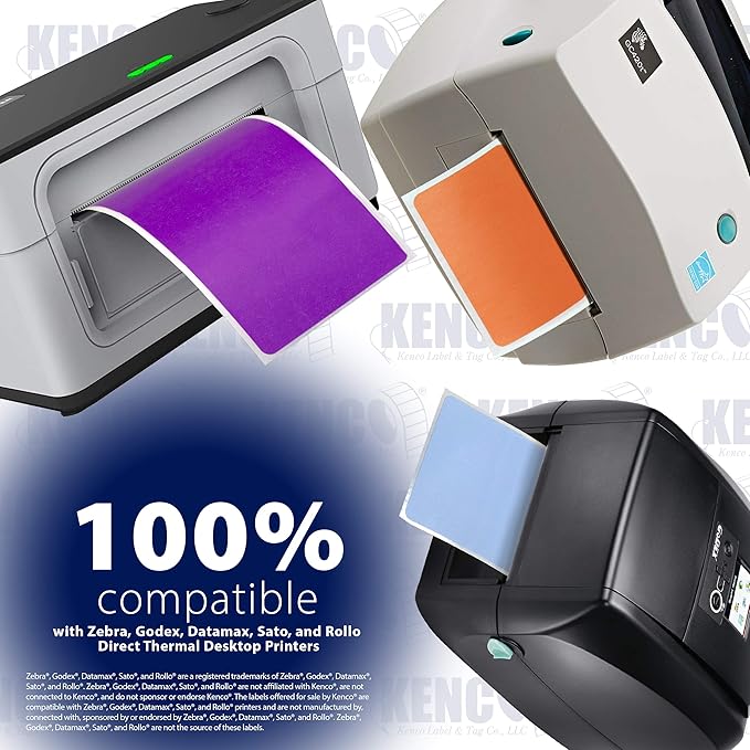 4" X 6" Direct Thermal Perforated Stickers Labels for Shipping Labels, Inventory, and Color Coding - Compatible with Zebra, Rollo, Godex and More (Purple, 6 Rolls)