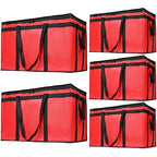 Bodaon 5-Pack Insulated Food Delivery Bag, XXX-Large Bag Without Hard Bottom, Red