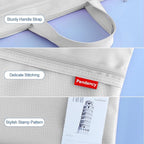 Pendancy Mesh Zipper Pouch 11x13.7 in, 2 pcs Large Double Pocket Waterproof File Bag with Handle, A4 Size Foldable Document Storage for Puzzle Project/Cross Stitch/Travel/Office（Gray Blue）