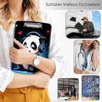 Clipboard with Storage,Office Supplies Nursing Clipboards Folder with Pen Holder Plastic Storage ClipBoard Foldable for Teacher Nurse,Cute Music Panda