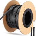 Pangda 75 Feet 1/4 Inch Wire Loom Pet Expandable Braided Sleeving Braided Sleeve for TV, Computer, Home Theater (Black)