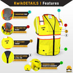 KwikSafety - Charlotte, NC - BIG KAHUNA Safety Vest [2 Pack] Class 2 ANSI OSHA Reflective Vest Durable High Visibility Vest Construction Safety Vest for Men Industrial Work Gear/Yellow Large