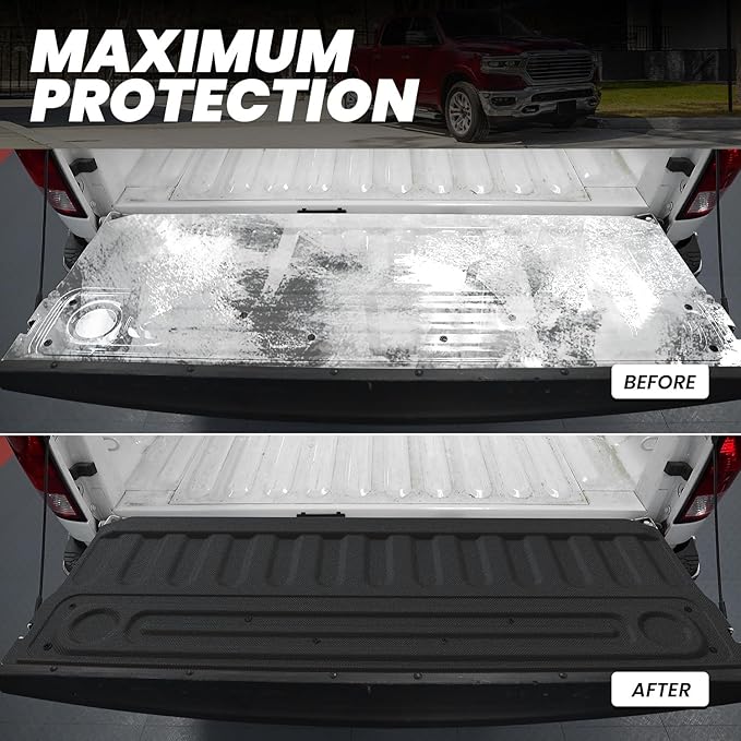 LASFIT Tailgate Mat for Ram 1500 2009-2018, for Ram 2500/3500 2009-2025, for Ram 1500 Classic 2019-2024 Standard Tailgates, All Weather TPE Tailgate Protector Liner Replacement Accessories, Black