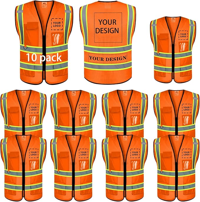 BeautyWill Custom Safety Vest Logo Class 2 High Visibility Reflevtive Vest Outdoor Protective Workwear