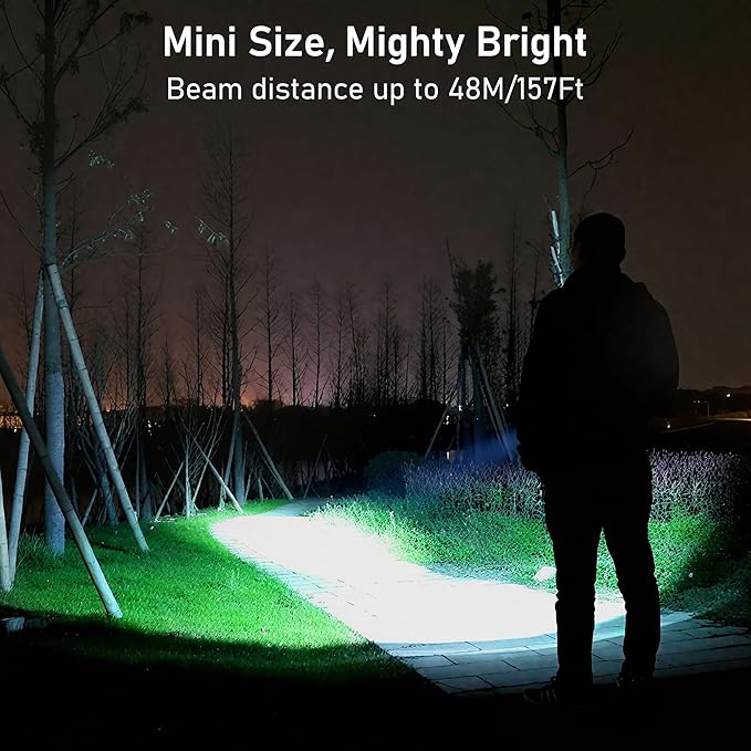 Blukar Rechargeable EDC Flashlight, Mini Keychain Flash Light with 3 Lighting Modes, Memory Function, Waterproof, Compact and Portable Pocket Light for Everyday Carry, Emergency,Camping-Dark Green