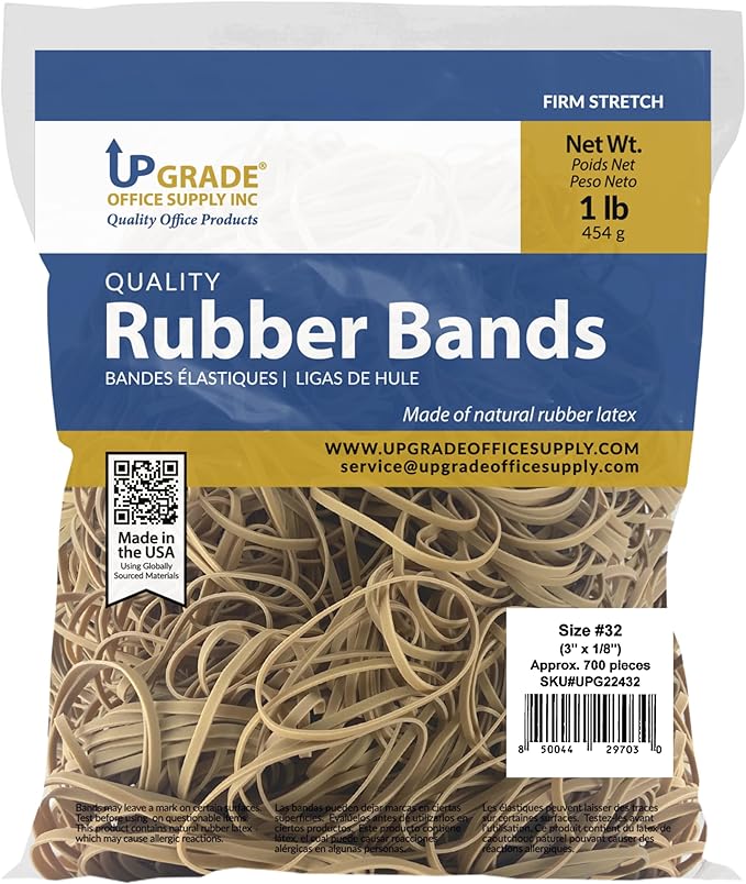Upgrade Rubber Bands Size 32 (3 x 1/8 in) 700 Bands 1 lb Bag 20 Pack Case USA
